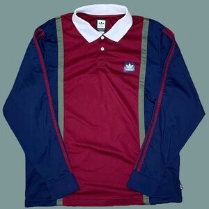 Adidas Originals Men Skateboarding Rugby Polo Maroon Size XL